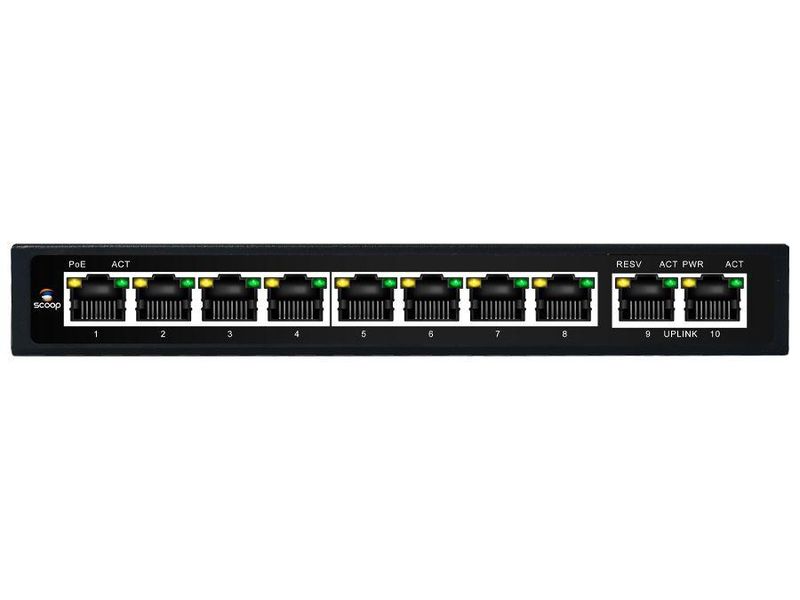 Scoop 10 Port Gigabit 8 AI PoE 96W Switch