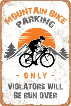 Vintage Mountain Bike Parking Sign 8x12