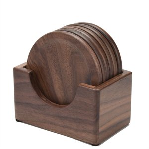 Walnut Wood Coasters Placemats Decor Home Kitchen Table Cup Pad - 6 Pieces