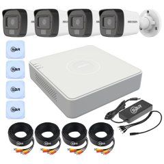 Hikvision 4 Channel Smart Hybrid Light Kit -Cameras with Audio - SBR Bundle