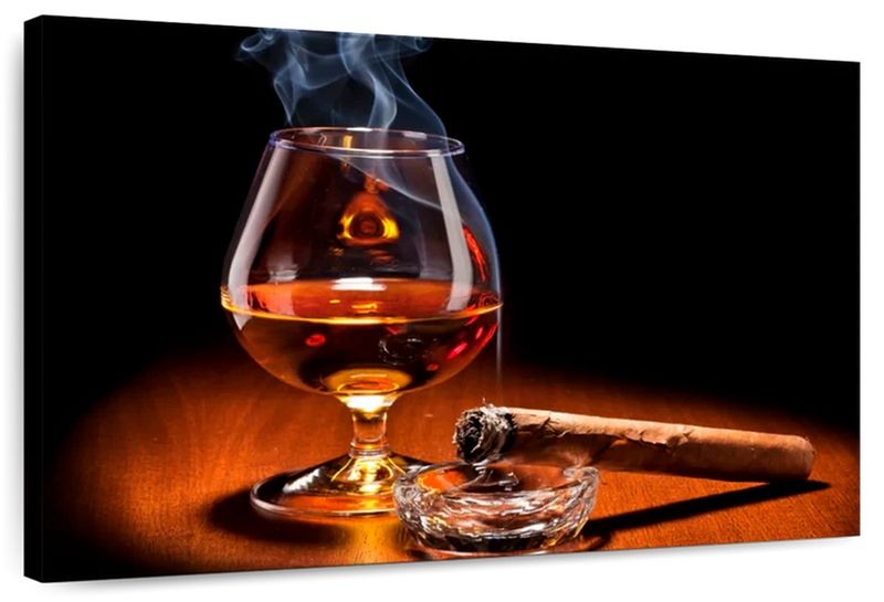 Canvas Art - Cigar And Cognac Canvas Wall Art Living Bedroom Decor