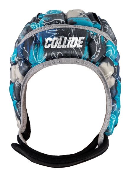 Collide Sport - Blue Camouflage Dinosaur Scrum Cap with Grey Border