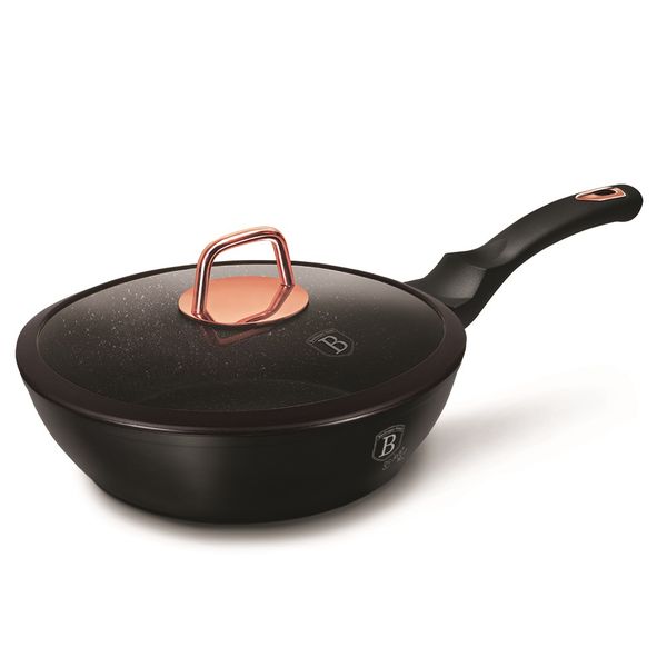Berlinger Haus 24cm Marble Coating Deep Fry Pan with Lid - Black Rose Edition