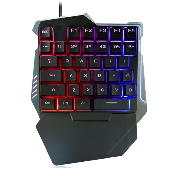 Keyboard One Handed Wired Gaming Ergonomic With Wrist Rest