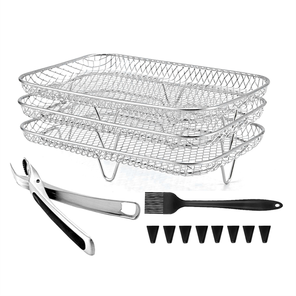 13-Piece Air Fryer Oven Set with 3-Tier Stackable Grilling Rack for Home Ki