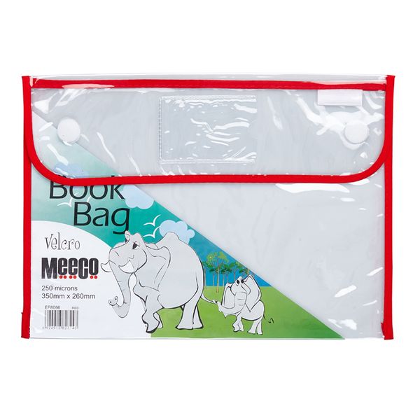 Meeco Book Bag with Hook &amp; Loop Closure - Red Piping