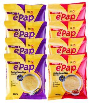 e'Pap Porridge | Nutritious Instant Porridge | Vanilla &amp; Strawberry | 8 Pk