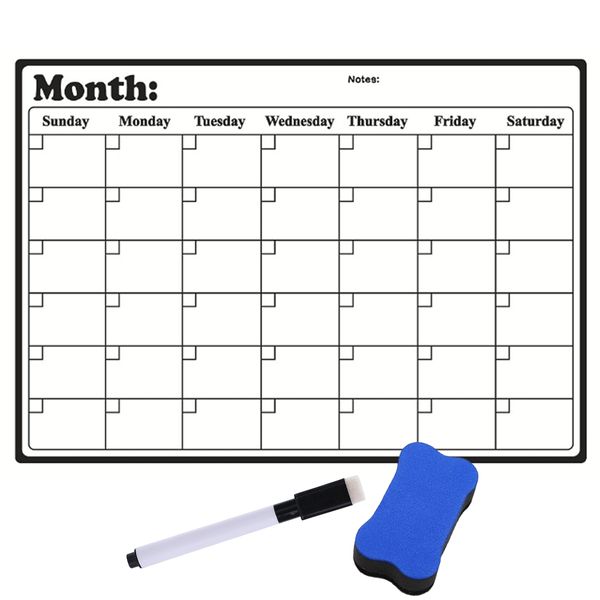 Magnetic Fridge Calendar Whiteboard Monthly Planner Dry Erase