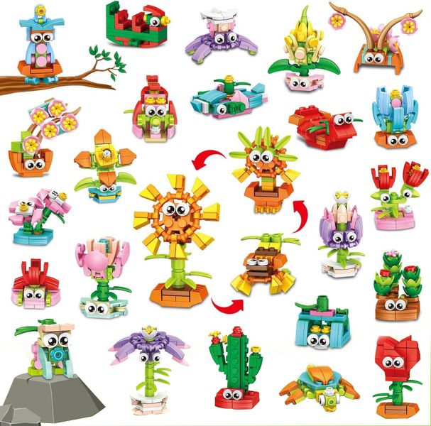 36 Packs Mini Flower Building Blocks Party Favors, Gifts for Girls &amp; Kids