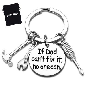 Fathers Day Keychain "If Dad Can't Fix It, No One Can" (Silver) - BellaBear