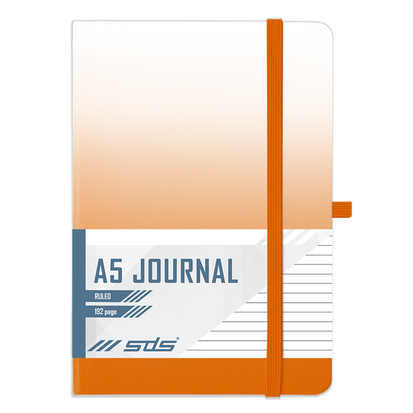 SDS A5 192 Page Lined Journal Hard Cover with Elastic Closure - Orange