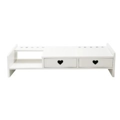 Computer Monitors Stand Riser Rack With 2 Drawers-Heart-Shaped Cutout Handl