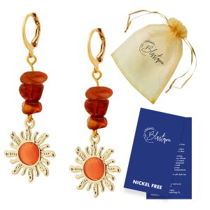 Blisstopia Natural Crystal Earrings with Gift Bag - Sun Gold Drop Earrings