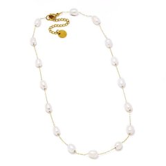 Lily &amp; Rose Waterproof Stainless Steel Freshwater Pearl Station Necklace