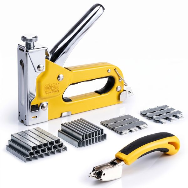 Topika 4 In 1 Heavy Duty Staple Gun With Staples &amp; Yellow Staple Remover