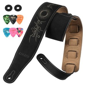 LEKATO Suede Guitar Strap 2.5" Wide 35"-51"Adjustable