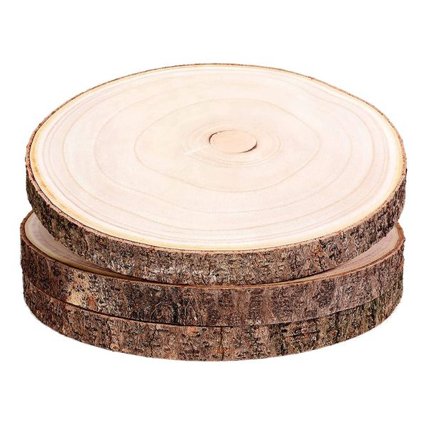 3 Pcs 10-12 Inch Large Wood Slices for Centerpieces, Rounds