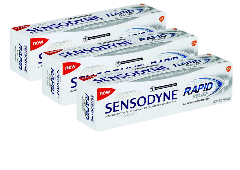 Sensodyne Rapid Relief Whitening Toothpaste 75ml - 3 pack