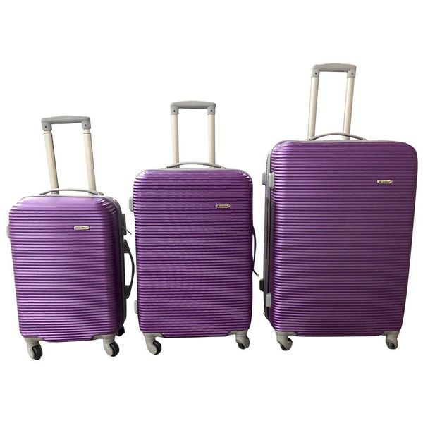 3 Piece Hard Outer Shell Luggage Set - Purple