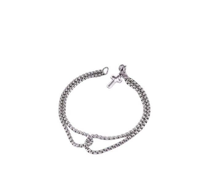 Men's Titanium Steel Double-Layer Cross Bracelet