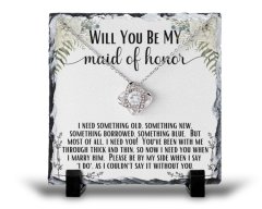 Will You Be My Maid Of Honor Wedding Day For Her v2 Gift Rock Slate