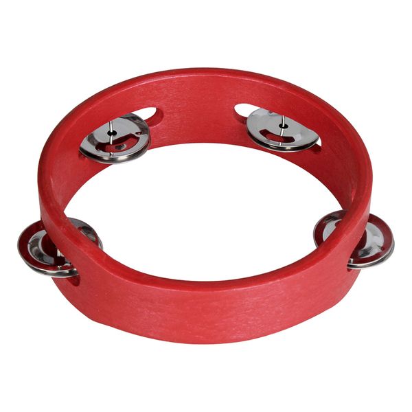 Red Wooden Tambourine 6Inch Handheld Toy