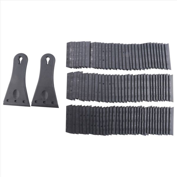 2 Pack Plastic Blade Scraper with 100 Pcs Single Edge Compatible with None