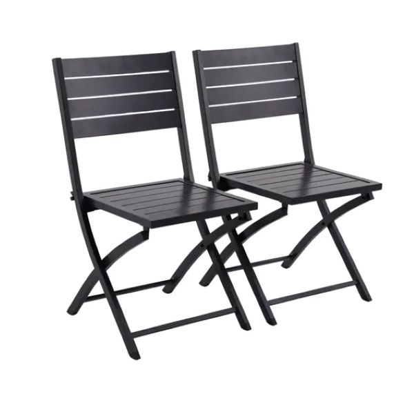 Origami Dining Chairs Set of 2 Full Aluminium Dark Grey