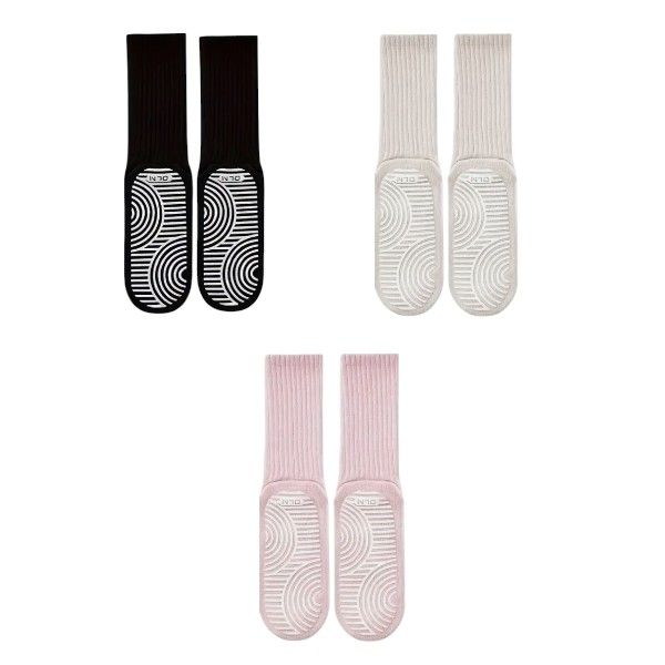 Moisture-Absorbent Short Tube Yoga Socks With Grip - White - 3 Pairs