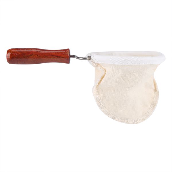 Reusable Flannel Coffee Filter Strainer with Wood Handle Small