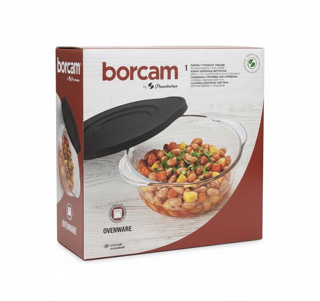 Borcam Glass Baking Casserole Dish with Lid - 190 × 159 mm