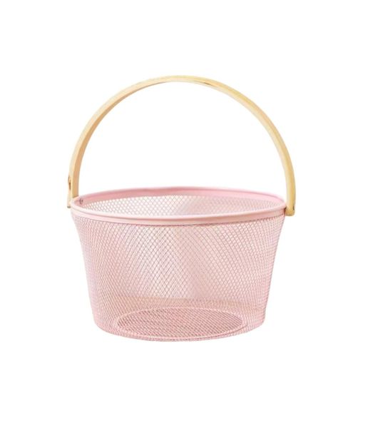 Multi-Functional Round Mesh Steel Basket - Pink