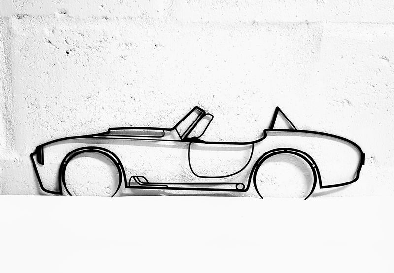 Shelby Cobra 427 Detailed Silhouette Steel Wall Art - Black