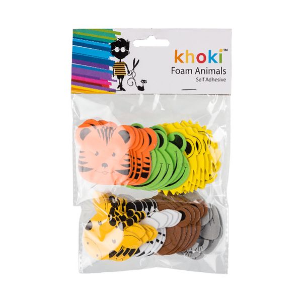 Foam Animal Faces - Self Adhesive - Assorted Colours - Pack of 2