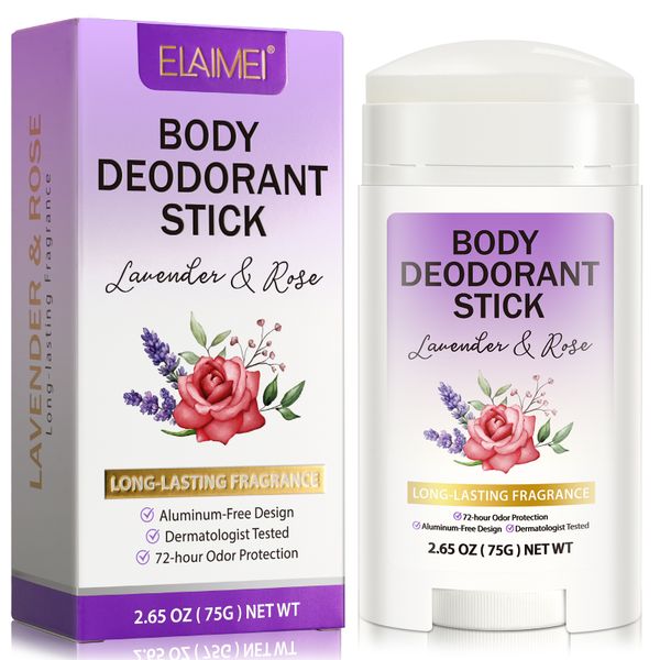 ELAIMEI Body Deodorant Stick Long Lasting Fragrance 72-hour Odor Protection