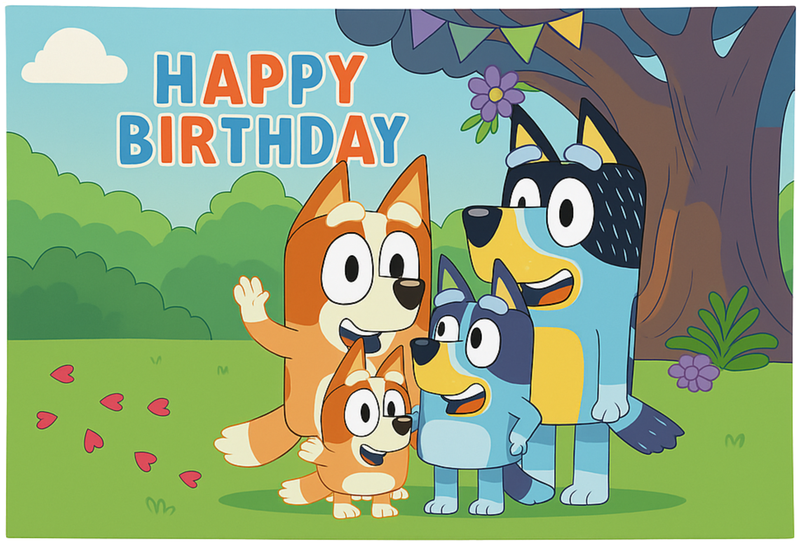 Bluey Birthday Party Backdrop 5x3Ft Resuable 3D Print Vinyl
