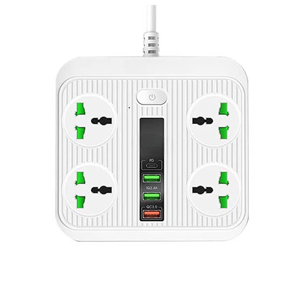 8-in-1 Power Strip | 4 Universal AC Outlets + 4 USB Ports -USB-C PD, QC 3.0