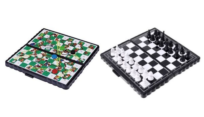 Checkmate on the Go: Magnetic Mini Foldable Travel Chess and Checkers Sets