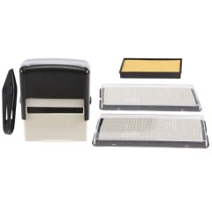 Self Inking Stamp Set Custom Personalised DIY with Tweezers Kit Black