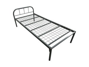 Metal Bed with Round Headpiece - 91cm - Dark Grey