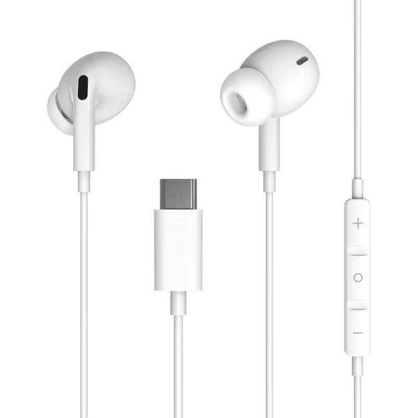 Type-C Wired In-Ear Earphones with Mic - High-Quality USB-C Audio (Pack 2)
