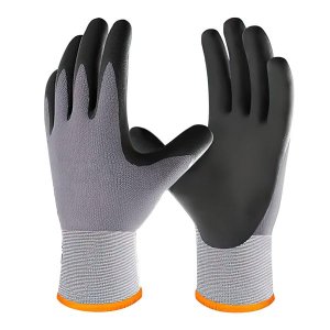 QYNIAL Microfoam Nitrile Anti-Slip &amp; Oil-Resistant Nylon Safety Work Gloves