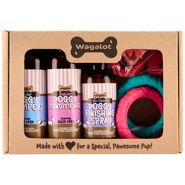 Wagalot 3-Pack Grooming Kit with Love Treats and Toy