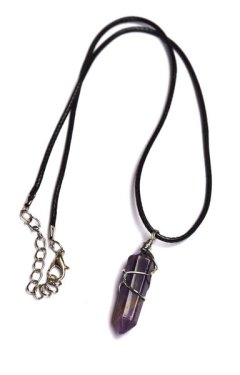 Gemstones Necklaces- Amethyst Stone Wire Wrapped Pendant
