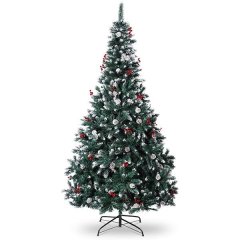 Snow Sparkle Tree Artificial Christmas Tree With Berries and Pinecones
