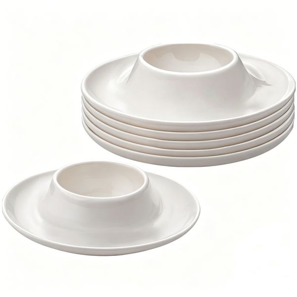 6 Pack Plastic Egg Trays, Shatterproof Egg Cup, White Egg Holder, Tableware