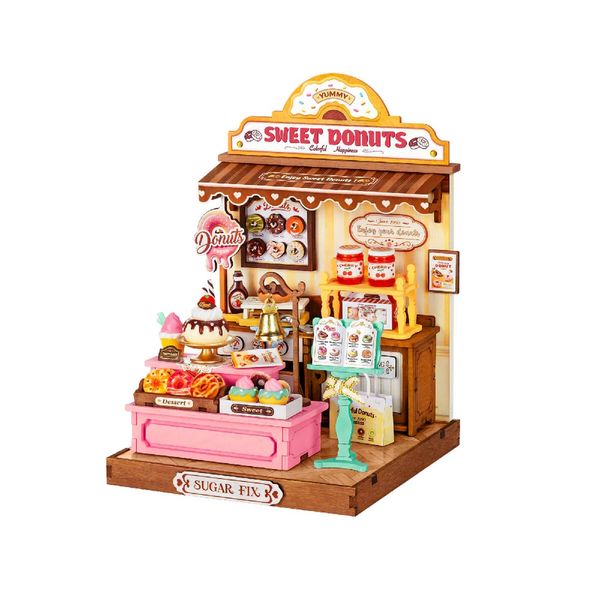Robotime Rolife Sweetie's Donut Shop DIY Miniature House (141 Pieces)