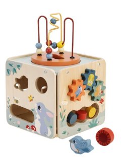 Large 5-in-1 Wooden Activity Cube - Forest Multi-Activity Toy