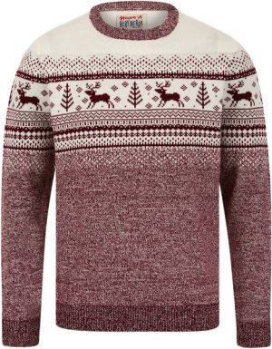 Men's Jacquard Nordic Fair Isle Knitted in Claret Twist