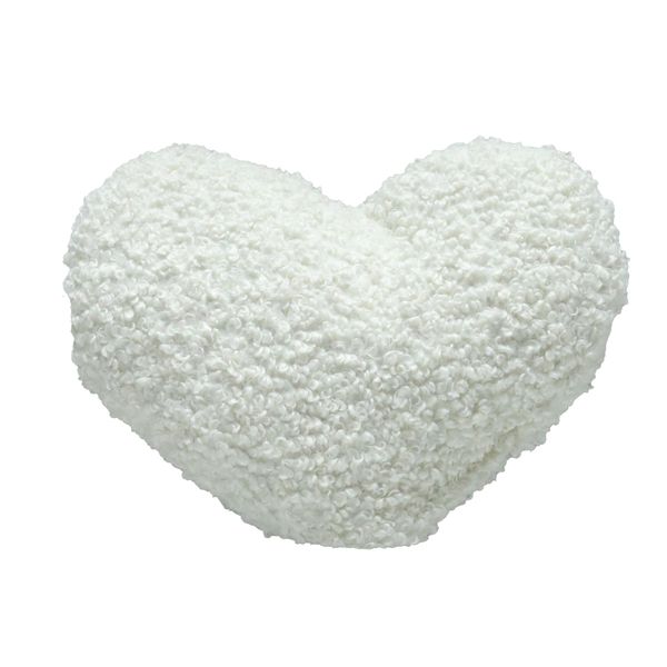 Plush Heart-Shaped Teddy Cushion - Soft Knitted Polyester - 35 × 33 cm